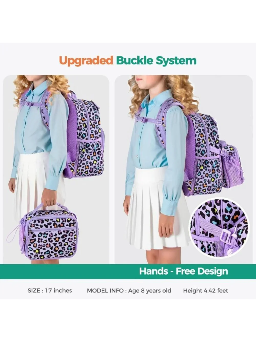 Unicorn Backpack Set for Kids - Girls Bookbag with Lunch Box & Water Bottle, 17